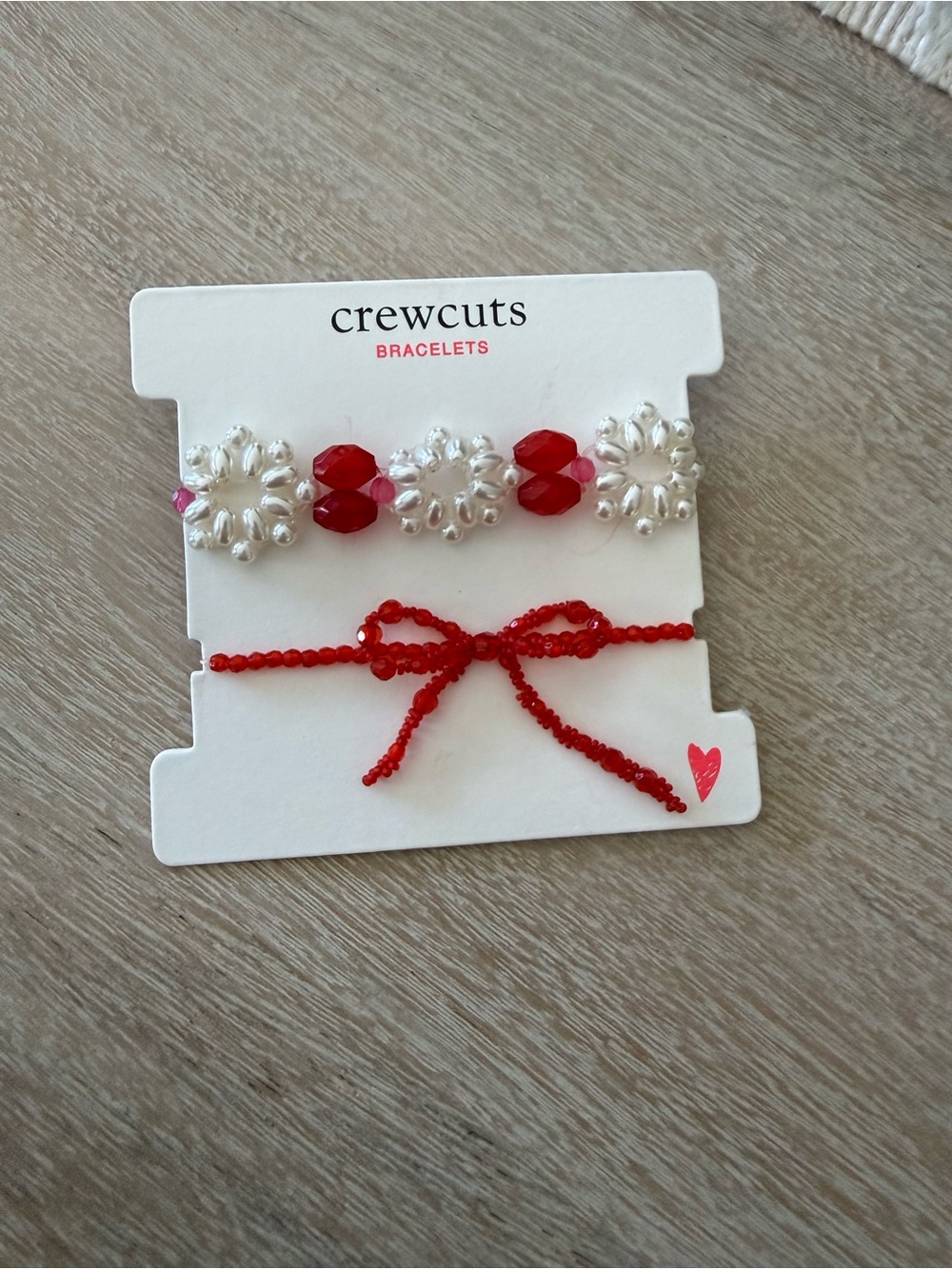crewcuts Red & White Beaded Bracelet Duo